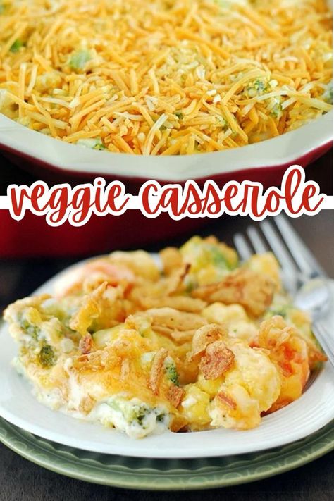 Vegetable casserole Vegetable Side Dishes Casseroles, Veggie Casseroles For A Crowd, Mixed Veggie Casserole, Creamy Vegetable Casserole, Veggie Casserole Recipes, Cheesy Potatoes Crock Pot, Unhealthy Recipes, Veggie Casseroles, Vegetable Casseroles