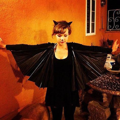 Get a black umbrella that you can rip apart, a black outfit, and bat ears, which can be made out of felt. Source: Instagram user doublearum Bat Costume Diy, Free Halloween Costumes, Bat Ears, Halloween Costumes To Make, Bat Costume, Easy Diy Costumes, Homemade Halloween Costumes, Hallowen Costume, Diy Kostüm