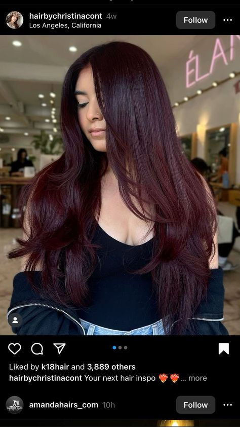 💇‍♀️🌸 Embrace the freshness of spring with gorgeous brunette hair colors, available now on Amazon! Explore a range of shades from warm caramel to cool chestnut to find your perfect match. Click to shop and transform your locks for the new season! #SpringBrunette #HairColor #AmazonFinds Burgundy Hair Olive Skin, Dark Red Burgundy Hair, Dark Berry Hair, Cherry Coke Dark Red Hair Color Burgundy, Dark Red Hair Balayage, Burgundy Hair On Brown Skin, Deep Cherry Red Hair Burgundy, Burgundy Hair Pale Skin, Burgundy Hair Plum