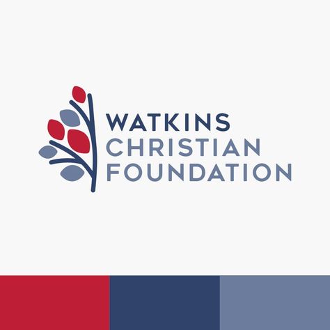 Custom logo design, color palette, and brand identity development for Watkins Christian Foundation, a national nonprofit organization. Christian Color Palette, Nonprofit Logo Design Inspiration, Charity Color Palette, Nonprofit Logo Design, Charity Organization Logo, Charity Foundation Logo, Foundation Logo Design, Non Profit Logo, Stencil Typography