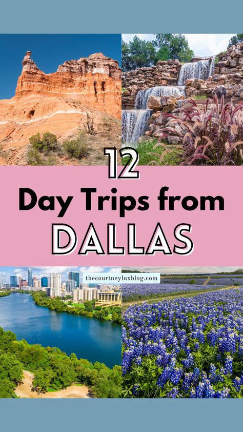 These are 12 of the best day trips from Dallas, Texas, as told by a native Texan! From an hour to more than a few hours, these are the best trips to take in a single day from Dallas, Texas. #texastravel #dallastexas #texas Day Trips From Dallas Texas, Day Trips From Dallas, Girls Roadtrip, Explore Texas, 2 Days Trip, Texas Girls, Texas Things, Texas Travel, Tourist Places