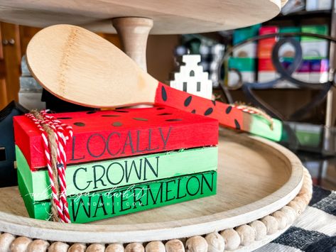 You will RUN to Dollar Tree after seeing these Summer DIYS! ☀️ Free Cricut Cut Files! - Whiskey & Whit Diy Wood Fall Decorations, Diy Watermelon Decor, Gift Ideas Cricut, Watermelon Decorations, Dollar Tree Cricut, Fall Diys, Watermelon Crafts, Halloween Porch Sign, Fence Pickets