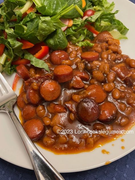 Beans and Franks Franks And Beans Casserole, Wieners And Beans, Beans And Franks Recipes, Beans And Hot Dogs Recipes, Baked Beans And Hot Dogs, Beans And Franks, Franks Recipes, Hot Dogs Recipes, Boston Baked Beans