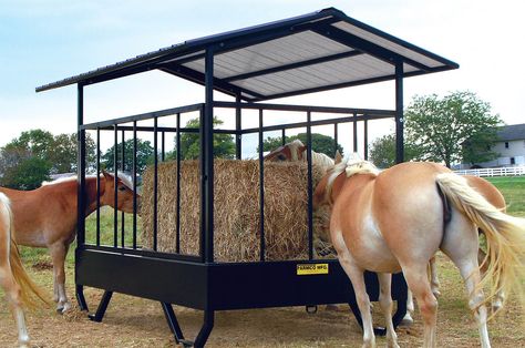 Tired of wasting hay? Try a hay saver feeder from Farmco Horse Feeders, like the 610H model! It's designed to accommodate round bales and save you money! Round Bale Feeder For Horses, Hay Saver For Horses, Pasture Hay Feeder For Horses, Horse Round Bale Feeder, Horse Hay Feeders, Round Bale Hay Feeder, Diy Hay Feeder, Round Bale Feeder, Hay Feeder For Horses