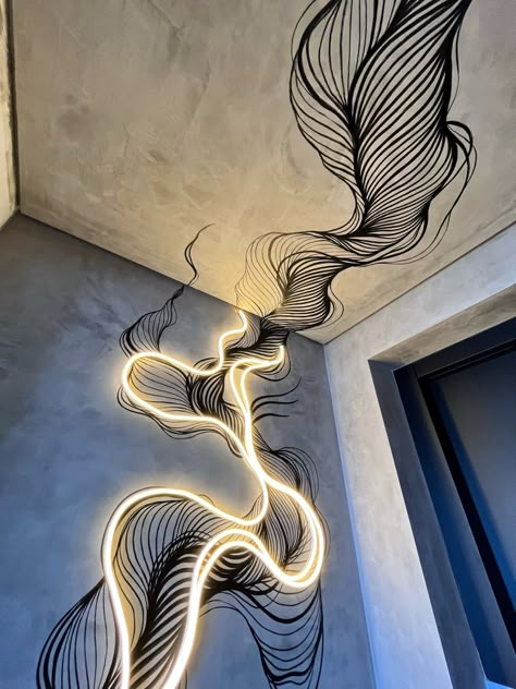 WallArt with Light Monochrome Mural, Bathroom Wallpaper Ideas, Geometric Design Art, Pinterest Room Decor, Gorgeous Bathroom, Trendy Bathroom, Apartment Decor Inspiration, Home Building Design, Creative Wall