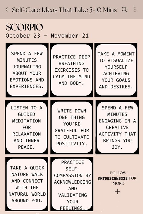 Dive deep into self-care rituals designed for the enigmatic Scorpio! 🦂From introspective journaling sessions to transformative energy work, explore ways to honor your intensity and embrace your inner strength. Let these self-care ideas guide you on a journey of self-discovery, empowerment, and spiritual renewal, as you harness the power of your mysterious and resilient spirit. #ScorpioSeason #Scorpio #Astrology #quick #easy #simple #positive #quote #zodiacsign #zodiactraits #zodiacfacts #zodiac Scorpio Self Care, Scorpio Rising Quotes, Scorpio Journal, Scorpio Strengths, Scorpio Astrology, Scorpio Sexuality, Zodiac Signs Scorpio, Scorpio Season, Zodiac Traits