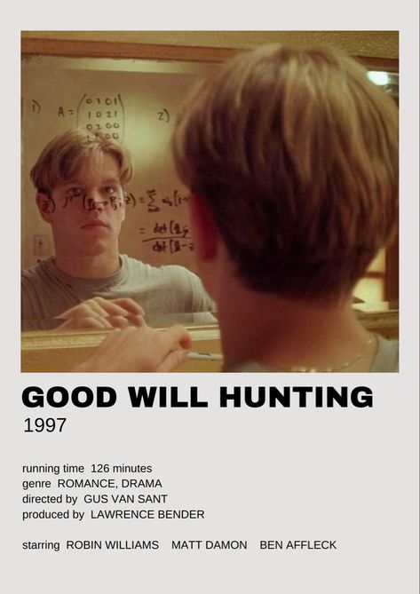 #movieposter #goodwillhunting #movie #drama #romance 90s Drama Movies, Matt Damon 90s, Matt Damon Good Will Hunting, Matt Damon Movies, Good Will Hunting Movie, Matt Damon Ben Affleck, 90s Film, Movie Recs, 90s Films