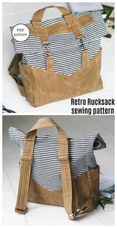 Easy Bag Patterns To Sew, Diy Rucksack, Backpack Sewing Pattern, Backpack Pattern Sewing, Backpack Sewing, Bag Sewing Pattern, Diy Backpack, Modern Bag, Sewing Bags