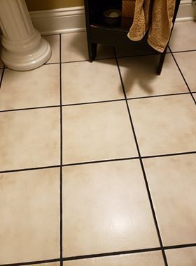 undefined Cream Tiles Grey Grout, Best Soil For Succulents, Shell Sink, Tan Tile, Patio Table Top, Old Fence Boards, Cream Tile, Black Grout, Brown Tile