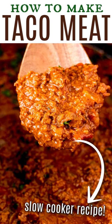 How to Make Taco Meat Crockpot Hamburger Taco Meat, Taco Meet In Crock Pot, Slow Cooker Walking Tacos, Taco Meat Slow Cooker Ground Beef, Walking Taco Meat Recipe, Crock Pot Taco Meat Ground Beef, Slow Cooker Ground Beef Tacos, Crockpot Beef Taco Meat, Taco Meat Recipes Crockpot