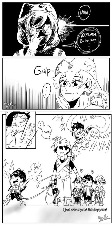 Boboiboy Elemental Siblings Comic, Boboiboy And Elemental, Boboiboy Gempa Comic, Boboiboy Halilintar Comic, Boboiboy And Amato, Mechamato Fanart, Boboiboy Comic, Galaxy Comics, Boboiboy Anime