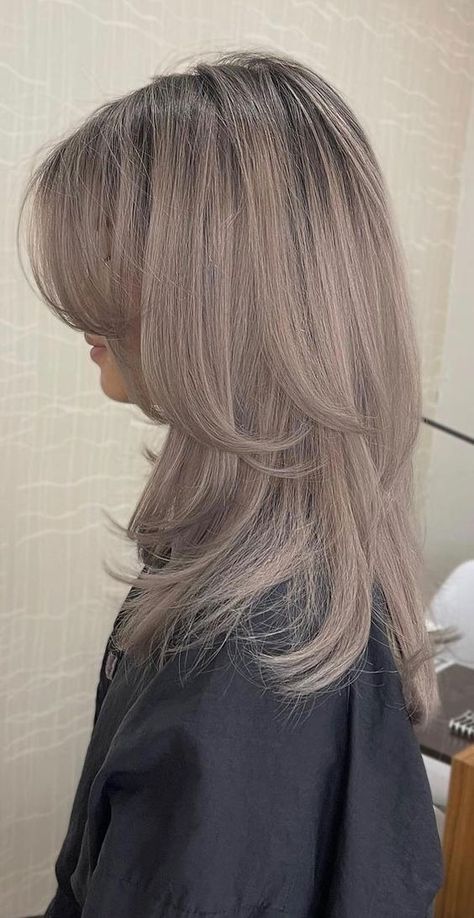 Hair Color Ideas: 29 Brilliant Shades for Stylish Women Ashy Gray Brown Hair, Ashy Brown Grey Hair, Short Grey Brown Hair, Blonde Silver Hair Color Ideas, Gray Shadow Root, Off White Hair Color, Ash Blonde Layered Hair, Grey Ash Blonde Hair, Gray Dyed Hair