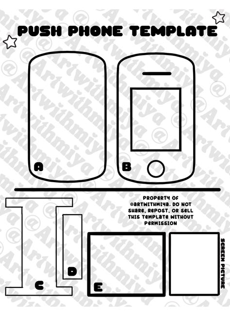 Cardboard Phone Template, Paper Flip Phone Template, Flip Phone Template Paper Sanrio, Artwithmiya Templates, Flip Phone Template, Cute Cardboard Crafts, Emoticons Text, Printable Diy Crafts, Phone Craft