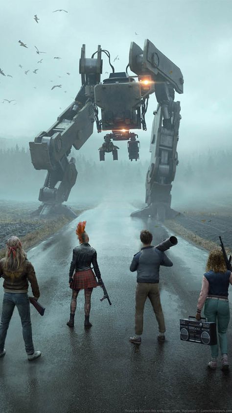 Generation Zero Game HD Mobile Wallpaper. Generation Zero, Hd Mobile Wallpaper, Whatsapp Background, Game Wallpaper Iphone, Game Wallpaper, Apocalypse Art, Zero Wallpaper, Arte Robot, Alternate History