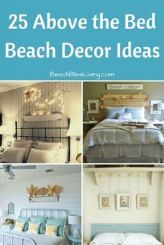 The space above your bed is perfect for a shelf, headboard, pictures and a whole lot more! Get inspired with these above the bed beach decor! Shelf Headboard, Beach Decor Ideas, Bedroom Wall Decor Above Bed, Wall Decor Above Bed, Beach House Tour, Beachy Bedroom, Decor Above Bed, Beach House Bedroom, Easy Diy Room Decor