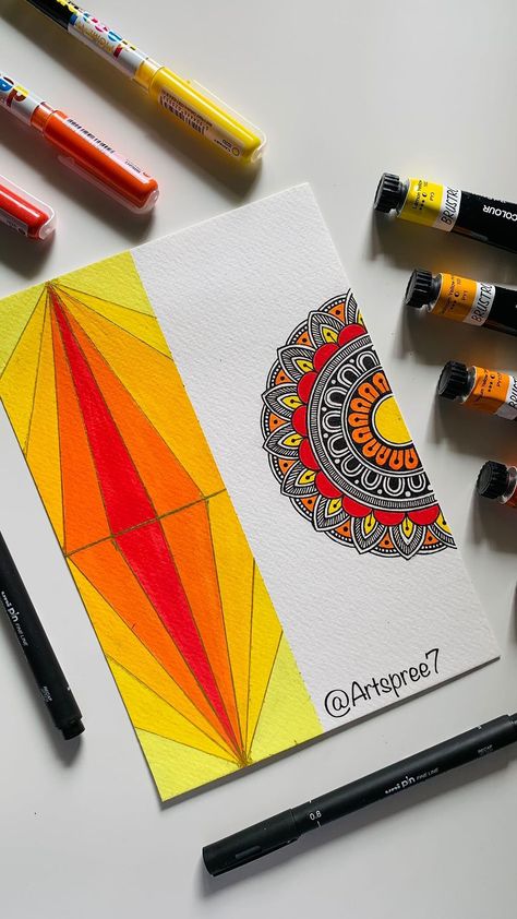 artspree7 on Instagram: . . . Acrylic paints from @brustro_official Brush pens from @karinmarkers . . . . . #worldwidemandala #ilovesharingmandala #minimandala… Mandala Art With Brush Pen, Brush Pen Mandala Art, Pen Mandala, Wheel Crafts, Doodle Mandala, Mandala Arts, Mandala Sketch, Diy Mandala, Thali Decoration