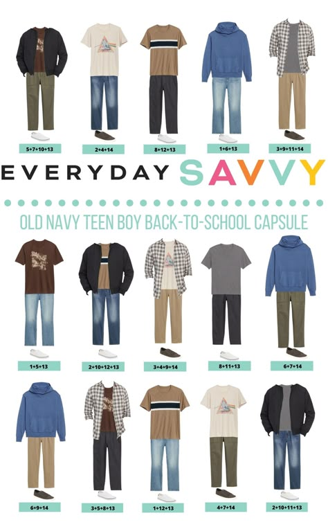 Buying cute outfits for teen boys can be tough. This teen boy capsule wardrobe makes school shopping easy. 15 Teen Back to School Outfits Easy Men Outfit, Back To School Guys Outfits, Outfits For Men School, Kids School Outfits Boys, Summer School Outfits Men, Cool Summer Outfits For Men, High School Fashion 2023, Teenage Fashion Boys, Summer Outfits Teen Boys