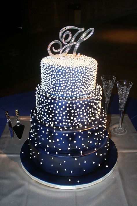 Gökkuşaği Pasta, Midnight Blue Wedding, Cakes Pink, Starry Wedding, Wedding Cake Navy, Diamond Party, Wedding Cakes Blue, Denim And Diamonds, בר מצווה