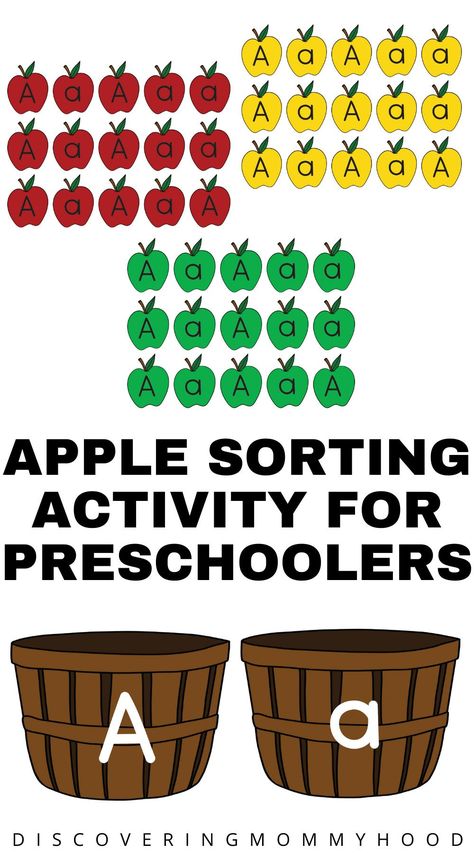 Apple Lesson Plans, Lower Case A, Preschool Apple Activities, Apple Letters, Preschool Apple Theme, A Is For Apple, Apple Lessons, Color Sorting Activities, Activity For Preschoolers