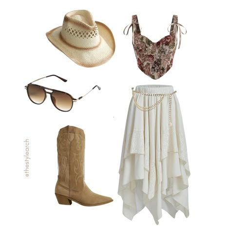 Cowgirl Fashion Aesthetic, Bohemian Ootd, Cowboy Boots Boho Outfit, Bohemian Cowgirl Outfits, Bohemian Party Outfit, Cowgirl Outfits Dresses, Bohemian Outfits Party, Hippie Cowgirl Outfits, Western Theme Outfit Woman