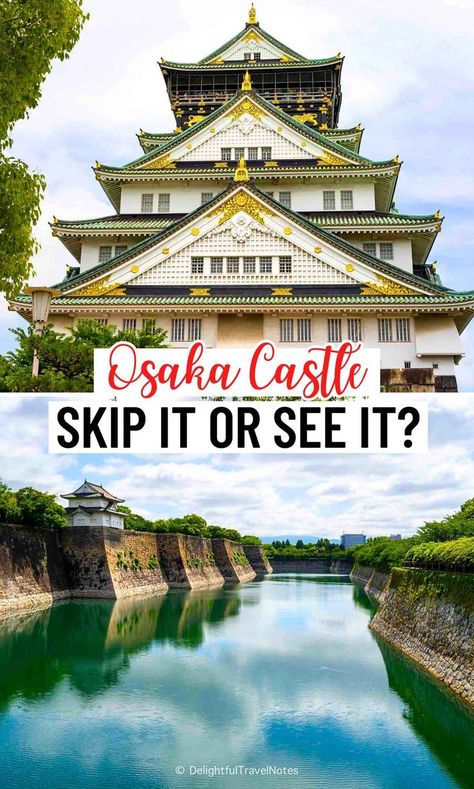 a collage of Osaka Castle and its outer moat. Umeda Sky Building, Japanese Cities, Osaka Travel, Skip It, Sky Building, Japan Holidays, Osaka Castle, City Family, Universal Studios Japan