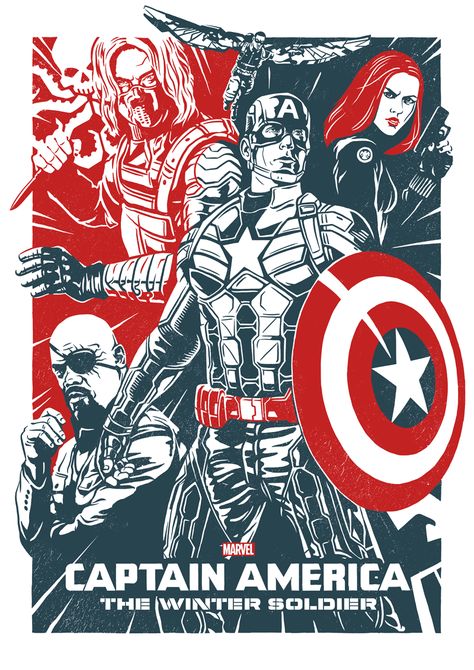 Captain America: The Winter Soldier - Ryan Smallman Soldier Poster, Films Posters, Marvel Retro, Captain America Art, Dibujos Toy Story, Marvel Movie Posters, Avengers Poster, Captain America The Winter Soldier, Captain America Winter Soldier