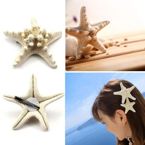 Hair clips Starfish Hair Clip, Ocean Stuff, Starfish Project, Ariel Hair, Wedding Headwear, Lady Hair, Summer Beach Jewelry, Halloween Accessories Hair, Curling Iron Hairstyles