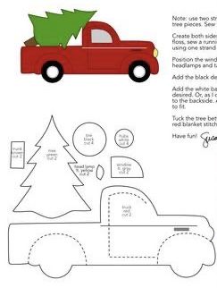 Red Truck Felt Christmas Ornaments, Red Truck Pattern Printable, Felt Truck Ornaments, Red Truck Applique Pattern, Felt Truck Pattern, Gingerbread Truck Template, Christmas Red Truck Decorations, Welding Projects To Sell, Laser Cut Christmas Tree