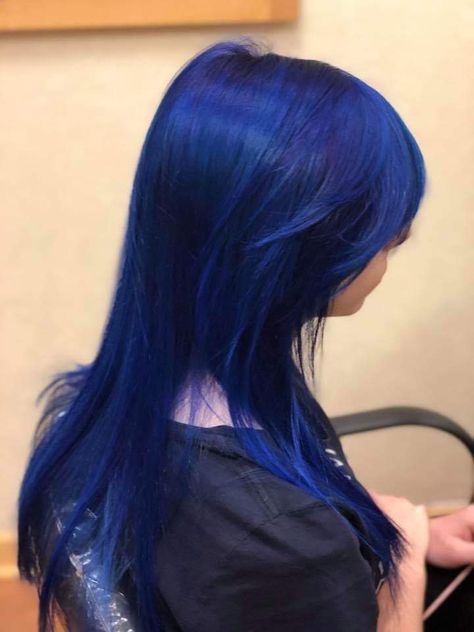 Bright Dark Blue Hair, Purplish Blue Hair, Dark Electric Blue Hair, Long Blue Hair, Electric Blue Hair, Bright Blue Hair, Royal Blue Hair, Blue Hair Color, Dark Blue Hair