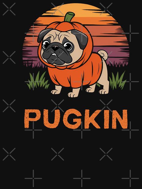 "Pugkin Pug Pumpkin Dog Halloween Thankgiving" Classic T-Shirt for Sale by KRTstudio Pug Pumpkin, Halloween Pug, Dog Halloween, Pumpkin Decorating, Pug, Digital Design, Classic T Shirts, Halloween, Dogs