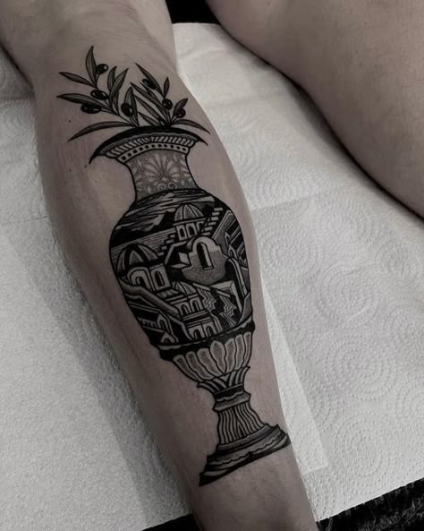 Amphora Tattoo, Black Tattoos, Munich, Blackwork, Aesthetic Art, Small Tattoos, Body Art, Tattoo Ideas, Black And Grey