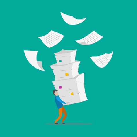 Young man with pile of documents. Premiu... | Premium Vector #Freepik #vector #background #business #school #education Daisy Drawing, Art Cube, Work Images, Information Overload, Paper Illustration, Poster Ads, School Education, Illustration Character, Graphic Editing