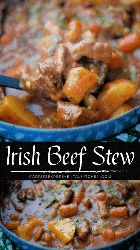 Irish Beef Stew-The Ultimate Comfort Food | Carrie’s Experimental Kitchen Beef And Guinness Stew, Stew Dinner, Guinness Stew, Irish Beef Stew, Crockpot Recipes Beef Stew, Irish Beef, Irish Stew, Slow Cooker Beef Stew, Irish Food