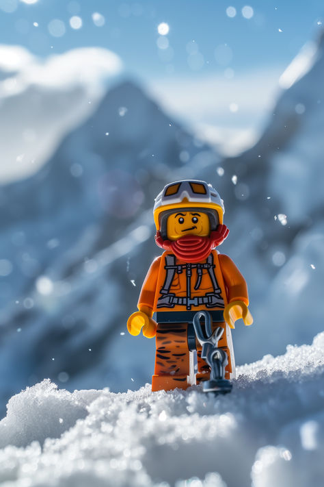 Embrace the thrill of adventure as  Lego figurine climber tackles the towering snowy peaks on this sun-kissed day. With determination etched in every step, they embody the spirit of exploration and conquest. 🏔️☀️ #LegoAdventure #MountainClimbing #ExploreMore #Lego #LegoFigurines #Photography #Toys Toy Photography Ideas, Funny Lego Pictures, Lego Figurine, Lego Spiderman, Lego Wallpaper, Y2k Art, Lego Lovers, Lego Minifigs, Toy Photography