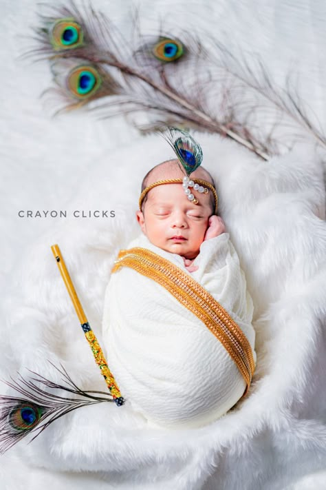 Newborn Krishna theme costume Photography Krishna Photography Baby, Newborn Krishna Photoshoot, Ram Navmi Baby Photoshoot, Little Krishna Photoshoot, Newborn Krishna, New Born Baby Boy Photoshoot, New Born Baby Boy Photo Theme, Newborn Shoot Boy, Krishna Theme Baby Photoshoot