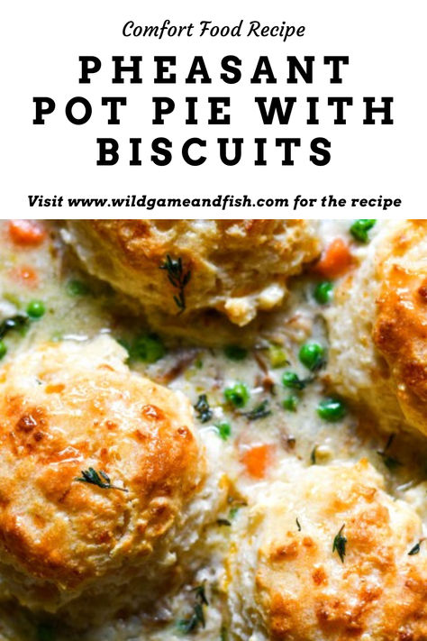 Pheasant Pot Pie with Biscuits Pot Pie With Biscuits, Pheasant Pot Pie Recipes, Baked Pheasant Recipes, Pheasant Recipe, Pheasant Pot Pie, Pheasant And Dumplings, Pheasant Recipes Crockpot, Instant Pot Pheasant Recipes, Instapot Pheasant Recipes