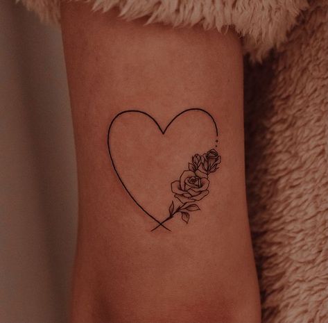 Roses Heart Tattoo, Rose In Heart Tattoo, Heart Of Roses Tattoo, Flower Hearts Tattoo, Flower And Heart Tattoos, Heart Wrist Tattoos For Women, Heart Tattoo Women, Heart With Roses Tattoo, Family Rose Tattoo