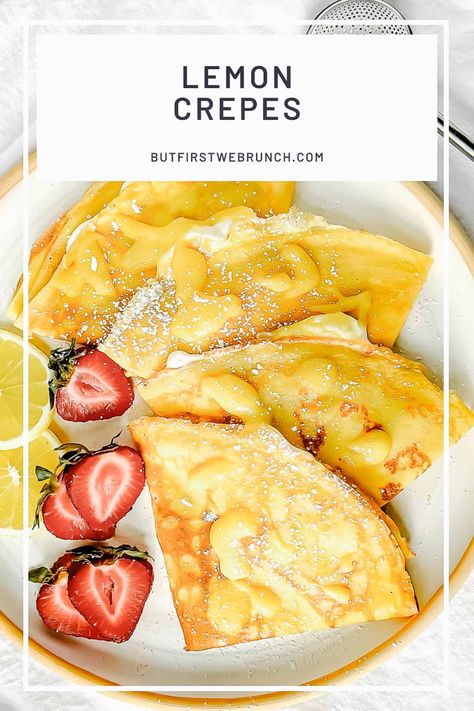 Classic French crepes folded around fluffy yogurt cream and tangy lemon curd, these Lemon Crepes will make an everyday breakfast feel like brunch in Paris. Swap out the yogurt with whipped cream and you have an elegant dessert that no one can resist! Lemon Curd Crepes, Lemon Crepes Recipe, French Crepes Recipe, Crêpe Recipe, Basic Crepe Recipe, Lemon Crepes, French Crepe Recipe, Brunch In Paris, Everyday Breakfast