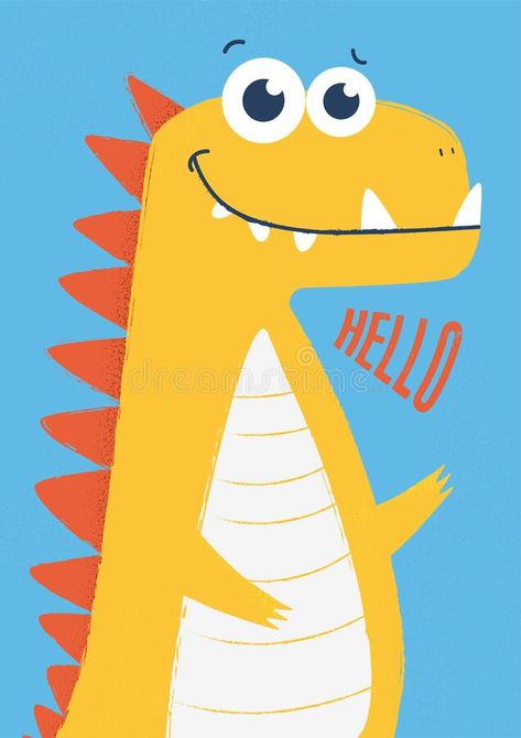 Cute Dinosaur Drawing, Funny Orange, Dinosaur Posters, Dinosaur Drawing, Dinosaur Illustration, Baby Dinosaur, Indie Art, Poster Illustration, Cute Dinosaur