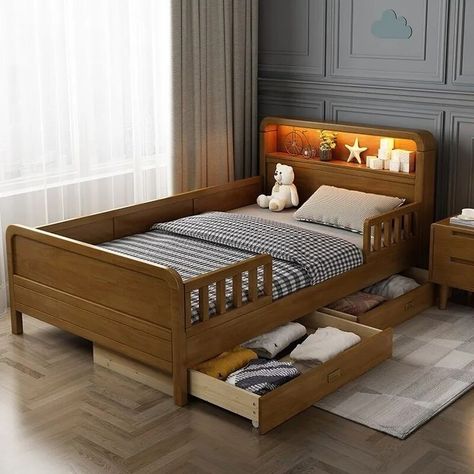 Kid Wood Bed, Wooden Kids Bed, Wood Cradle Design, Toddler Bed Ideas For Boys, Toddler Beds For Boys, Toddler Boy Bed, Small Kids Bed, Toddler Bed Ideas, River Bedroom