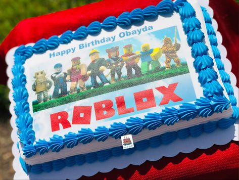 #birthday #cake #party #blue #roblox #birthdayparty #birthdaycake Roblox Sheet Cake, Roblox Cakes, Roblox Birthday Cake, Birthday Party Menu, 9th Birthday Cake, Roblox Party, 7th Birthday Cakes, Cars Birthday Cake, Roblox Cake