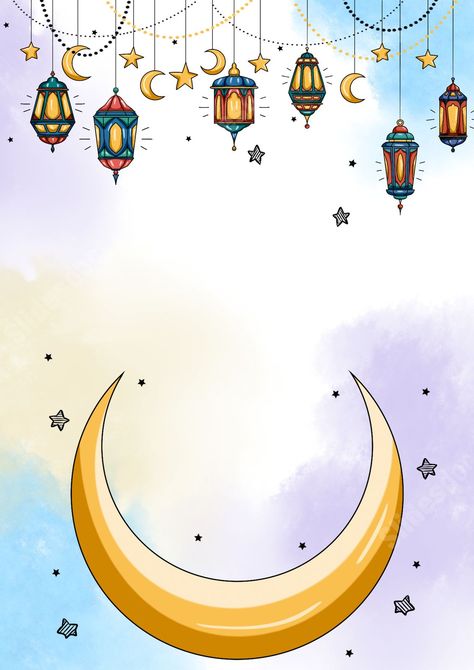 ramadan lamp with watercolor moon and star ornament page border background Moon And Star Border Design, Ramadan Lamp, Dove Drawing, Beautiful Borders, Border Background, Page Borders Design, Page Borders, Border Designs, Borders And Frames