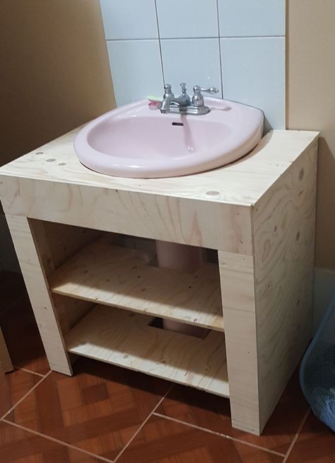 Pedestal Sink Makeover Diy, Diy Pedestal Sink Storage, Diy Undersink Cabinet Bathroom, Vanity Built Around Pedestal Sink, Diy Pedestal Sink Vanity, Add Vanity To Pedestal Sink, Pedestal Sink Hack, Pedestal Sink Cover, Pedastle Sink Storage