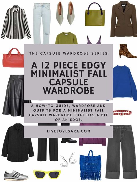 A 12 Piece Edgy Minimalist Fall Capsule Wardrobe - livelovesara How To Rebuild Your Wardrobe, Fall 2024 Capsule Wardrobe, Small Capsule Wardrobe, Edgy Capsule Wardrobe, Chair Exercises For Seniors, Mix And Match Wardrobe, Wardrobe Essentials List, Edgy Minimalist, Black Denim Shirt