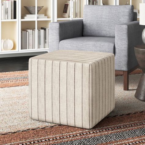 Joss & Main Era 21'' Wide Square Striped Cube Ottoman | Wayfair Stylish Living Room Furniture, Small Ottoman, Round Storage Ottoman, Cube Ottoman, Square Ottoman, Round Ottoman, Stylish Living Room, Upholstered Ottoman, Leather Ottoman