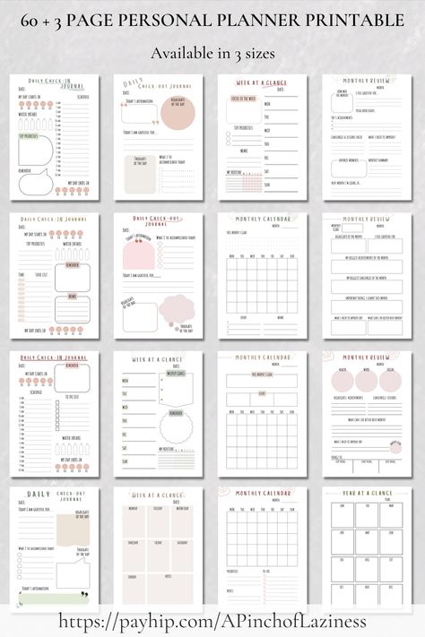 Planner Printable + Planner Template + Planner Bundle | Payhip Daily Planner Printables Free, Free Planner Templates, How To Stay Organized, Planner For Ipad, Digital Planner Template, Monthly Planner Template, Turn Your Dreams Into Reality, Monthly Planner Printable, Weekly Planner Template