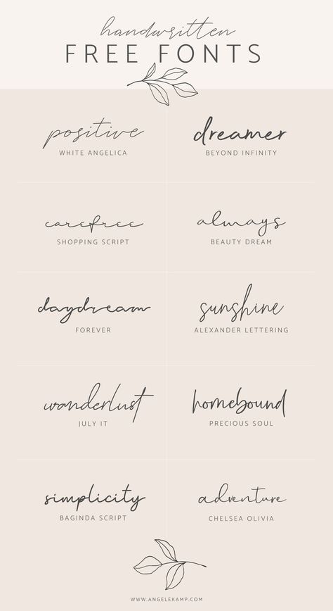 Handwritten free fonts – Angele Kamp Handwritten Free Fonts, Different Types Of Handwriting, Types Of Handwriting, Calligraphy Signature, Font Tato, Pink Branding, Alfabet Font, Tato Minimal, Free Handwritten Fonts