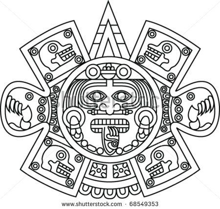 Aztec Sun Drawing, Aztec Sun Tattoo, Mens Side Tattoos, Prison Drawings, Aztec Warrior Tattoo, Azteca Tattoo, Aztec Drawing, Aztec Symbols, Mayan Tattoos