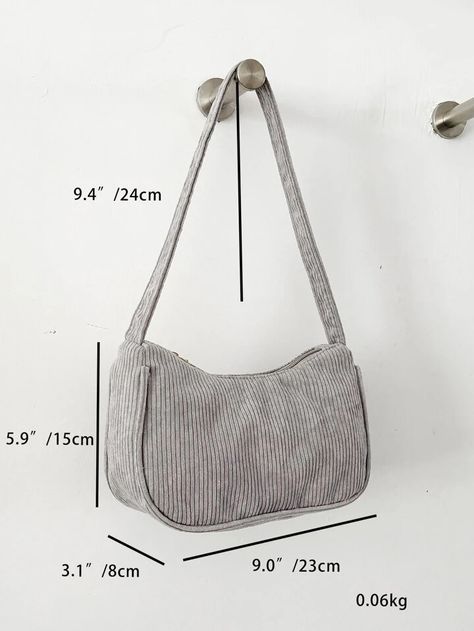 Minimalist Corduroy Bag | SHEIN USA Diy Baguette Bag, Shoulder Bag Sewing, Corduroy Bag, Bag Sewing Pattern, Bag Sewing, Style Preppy, Baguette Bag, 3rd Baby, Bag Patterns To Sew