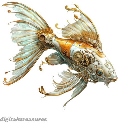 Dive into a submerged world of fantasy and machinery with "Oceanic Gears: 15 JPG Steampunk Fish Clipart," where the wonders of the ocean meet the inventive charm of steampunk. This collection features 15 undersea watercolor illustrations, each portraying a variety of fish adorned with imaginative steampunk elements. From mechanical fins to gear-infused bodies, these digital art pieces blend the natural elegance of marine life with the whimsical intricacies of steampunk design, perfect for anyone Undersea Watercolor, Steampunk Fish Drawings, Steampunk Ocean, Cute Ocean Animals, Steampunk Animals Art, Steampunk Seahorse, Steampunk Angler Fish, Steampunk Fish, Steampunk Machines